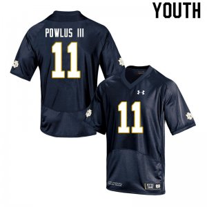 Notre Dame Fighting Irish Youth Ron Powlus III #11 Navy Under Armour Authentic Stitched College NCAA Football Jersey WMT3799CR